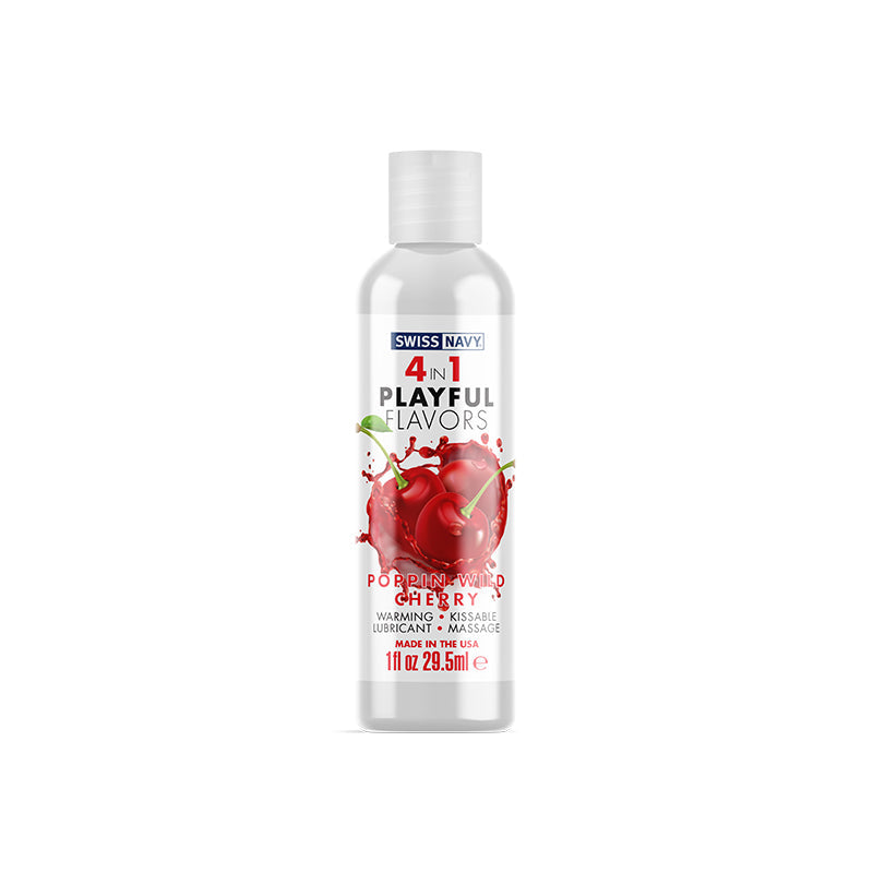 SWISS NAVY - 4 IN 1 PLAYFUL FLAVORS POPPIN WILD CHERRY 1 OZ.