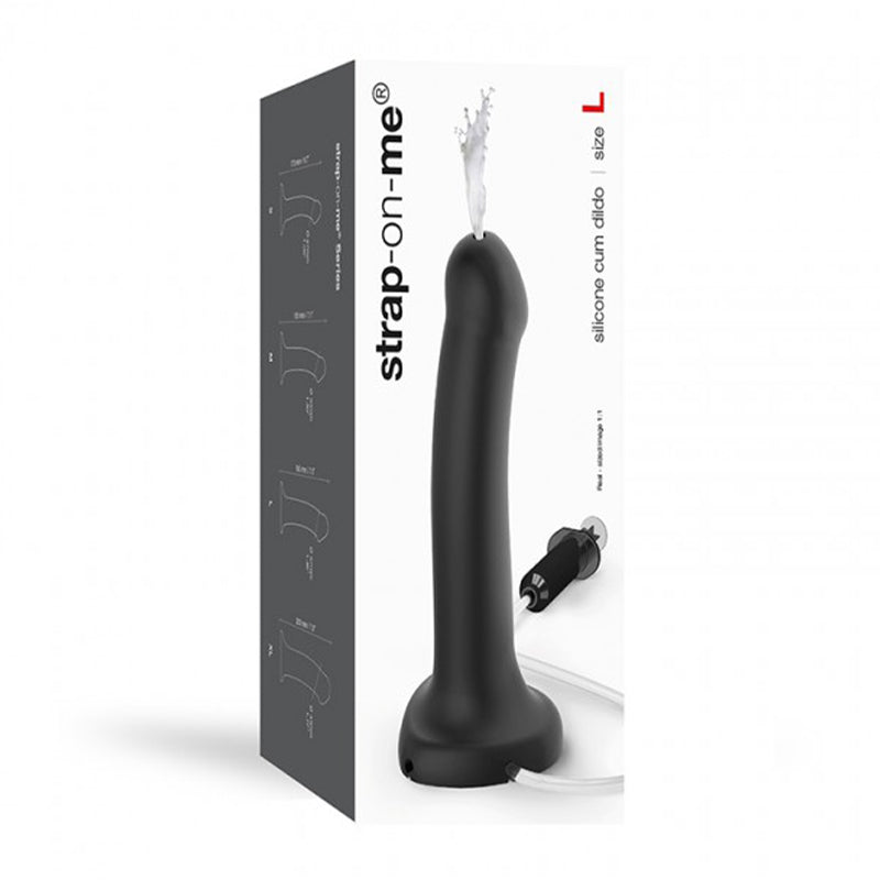 STRAP-ON-ME SILICONE CUM DILDO BLACK LARGE (FLUID NOT INCLUDED)