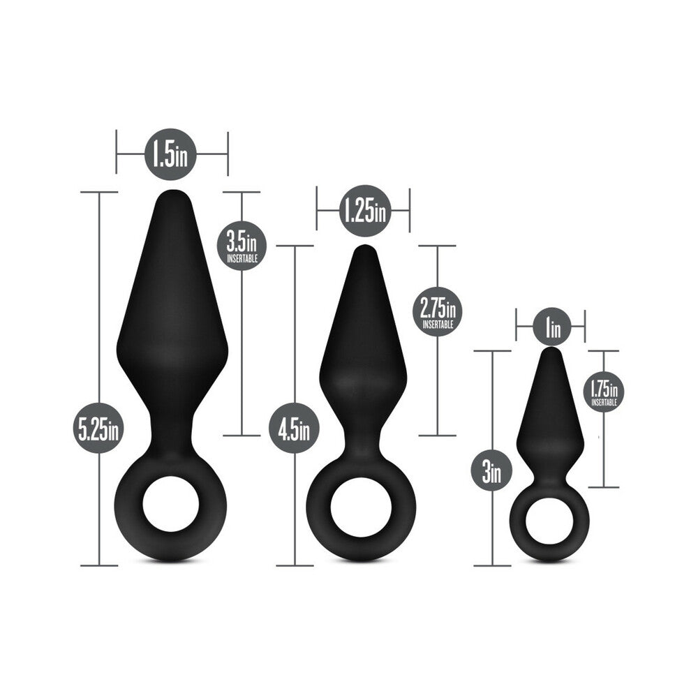 ANAL ADVENTURES PLATINUM SILICONE 3-PIECE LOOP PLUG KIT BLACK