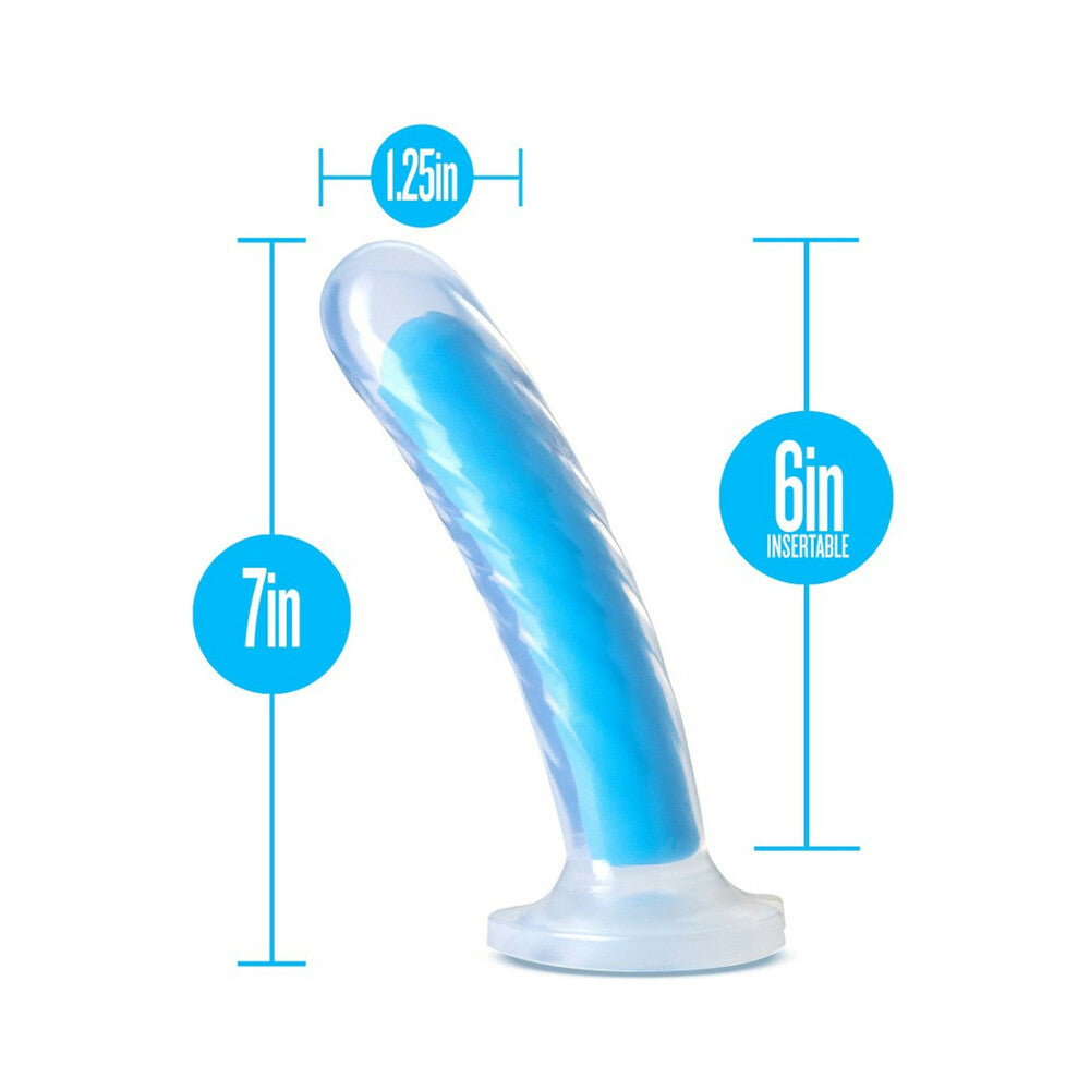 BLUSH - NEO ELITE GLOW IN THE DARK TAO 7 IN. DUAL-DENSITY DILDO NEON BLUE