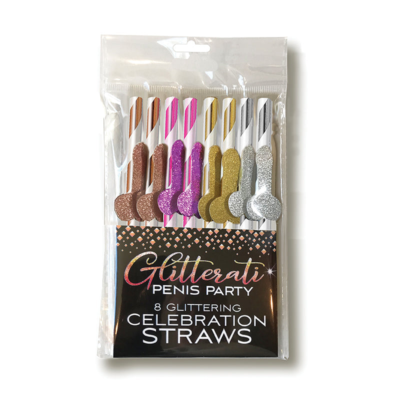 GLITTERATI PENIS PARTY COCKTAIL CELEBRATION STRAWS 8-PACK