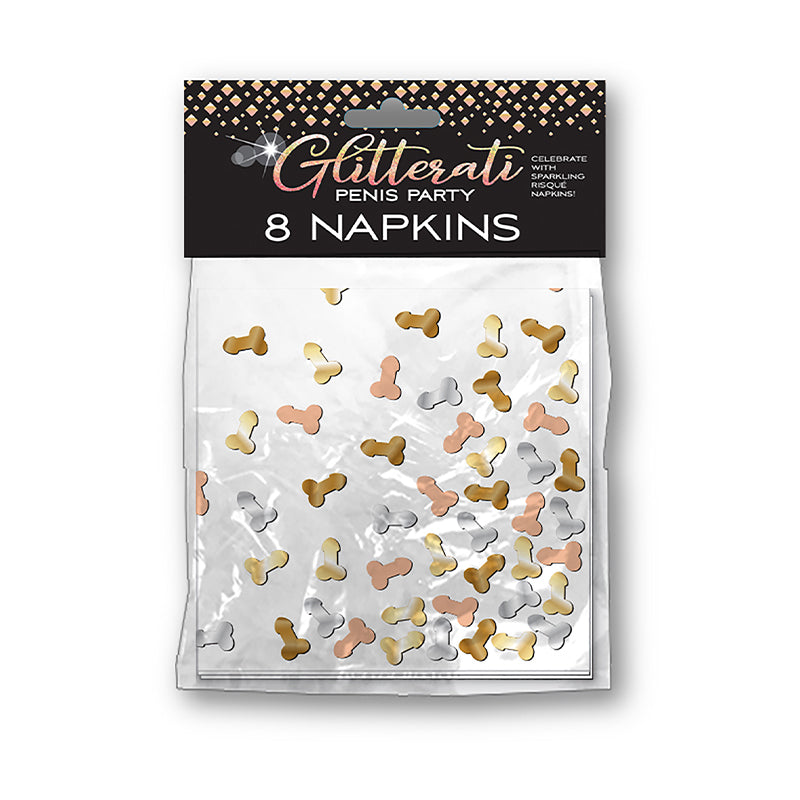 GLITTERATI PENIS PARTY PAPER NAPKINS 8-PACK