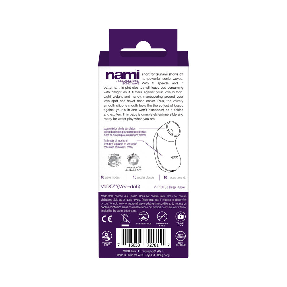 VEDO NAMI RECHARGEABLE SONIC VIBE DEEP PURPLE