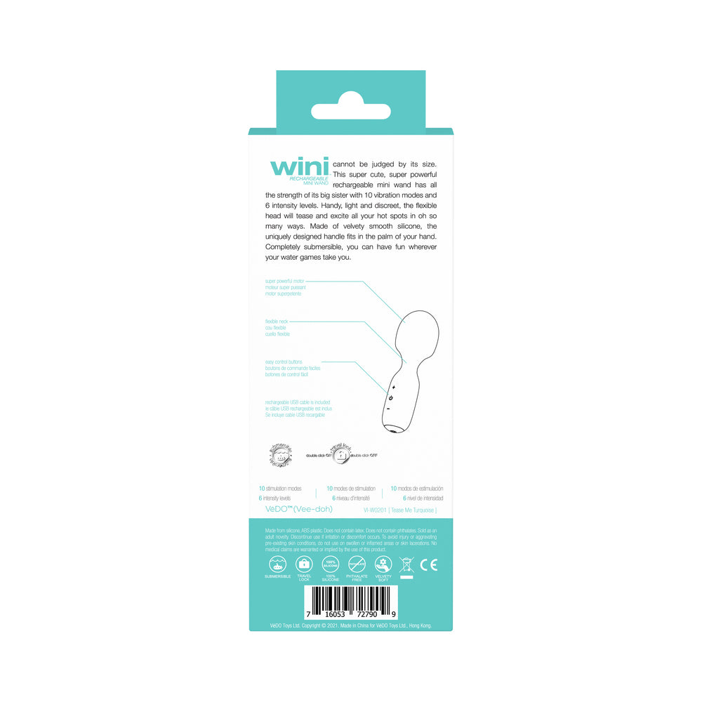 VEDO WINI RECHARGEABLE MINI WAND TEASE ME TURQUOISE