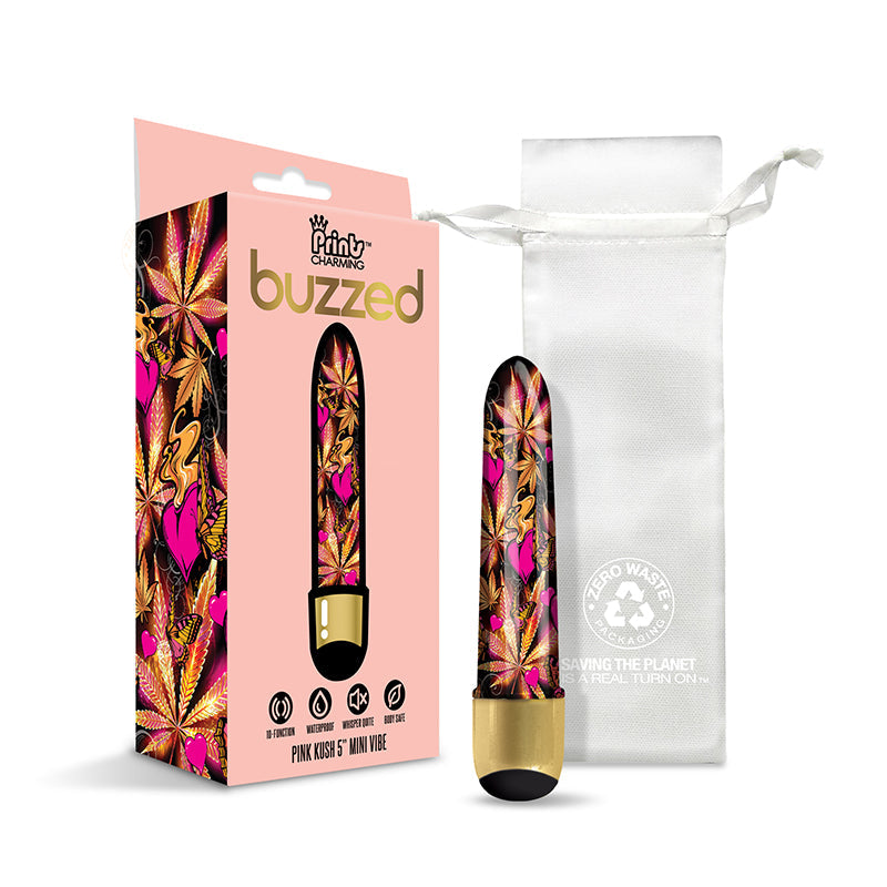 GLOBAL NOVELTIES - PRINTS CHARMING BUZZED 5" MINI VIBE - PINK KUSH