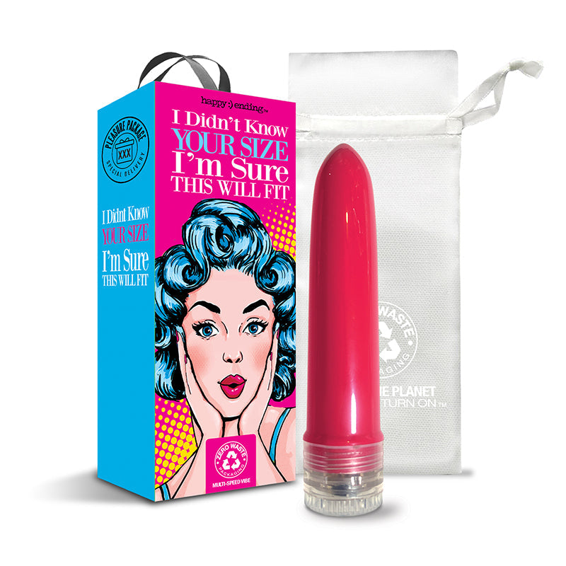 GLOBAL NOVELTIES - PLEASURE PACKAGE I DIDN''T KNOW YOUR SIZE - 4" MULTI-SPEED VIBE