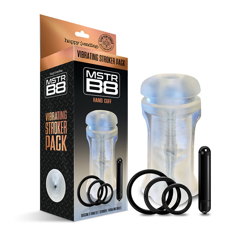 GLOBAL NOVELTIES - HAPPY ENDING MSTR B8 VIBRATING STROKER PACK - HAND CUFF