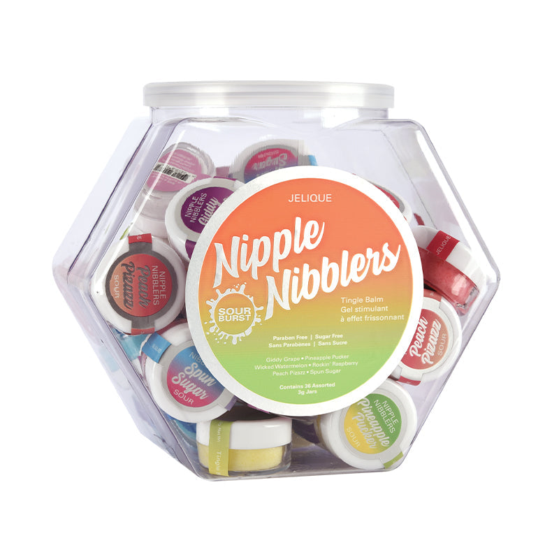 CLASSIC BRANDS - JELIQUE NIPPLE NIBBLER SOUR TINGLE BALM ASSORTED DISPLAY BOWL/36 PCS 3 G