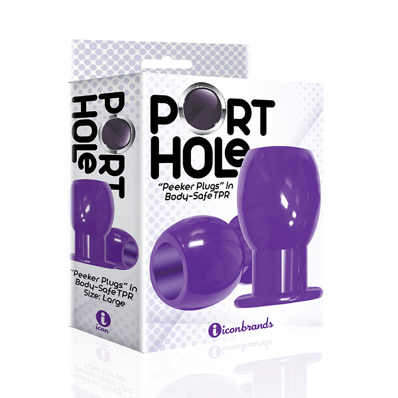 THE 9''S PORT HOLE HOLLOW BUTT PLUG PURPLE