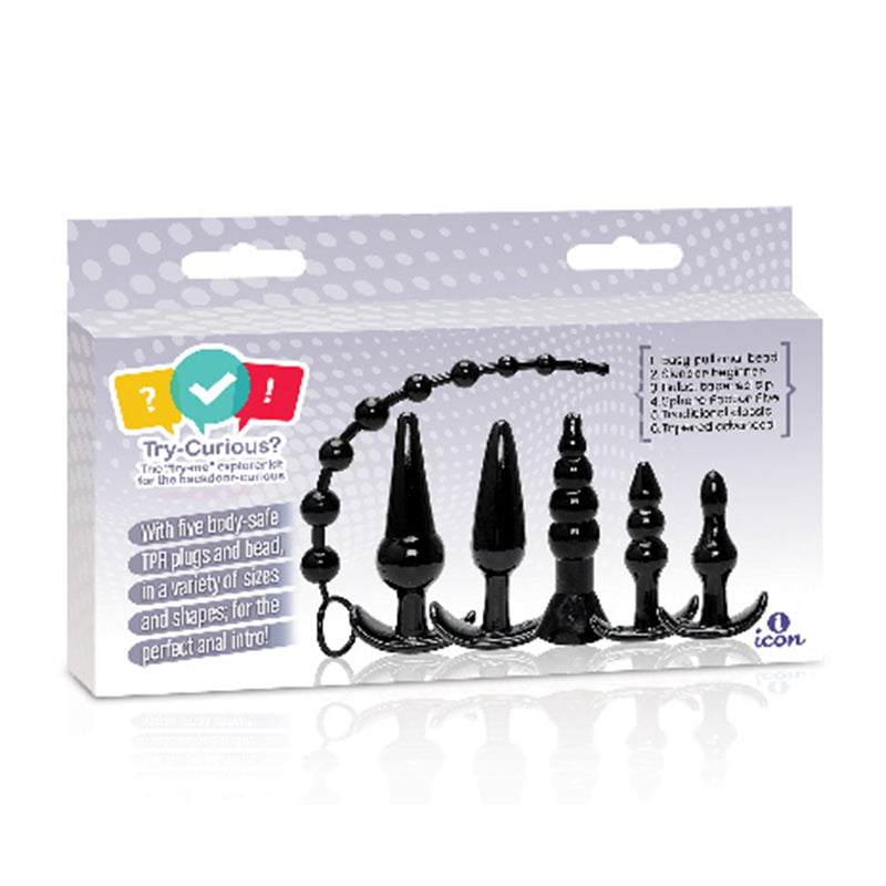 ICON BRANDS - KIT DE PLUG ANAL TRY-CURIOUS NEGRO