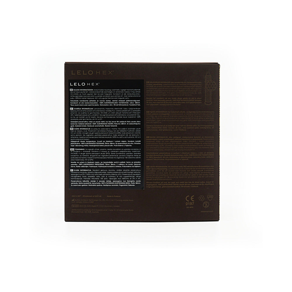 LELO - PRESERVATIVOS DE LÁTEX LUBRICADOS HEX RESPECT XL, PAQUETE DE 36 UNIDADES