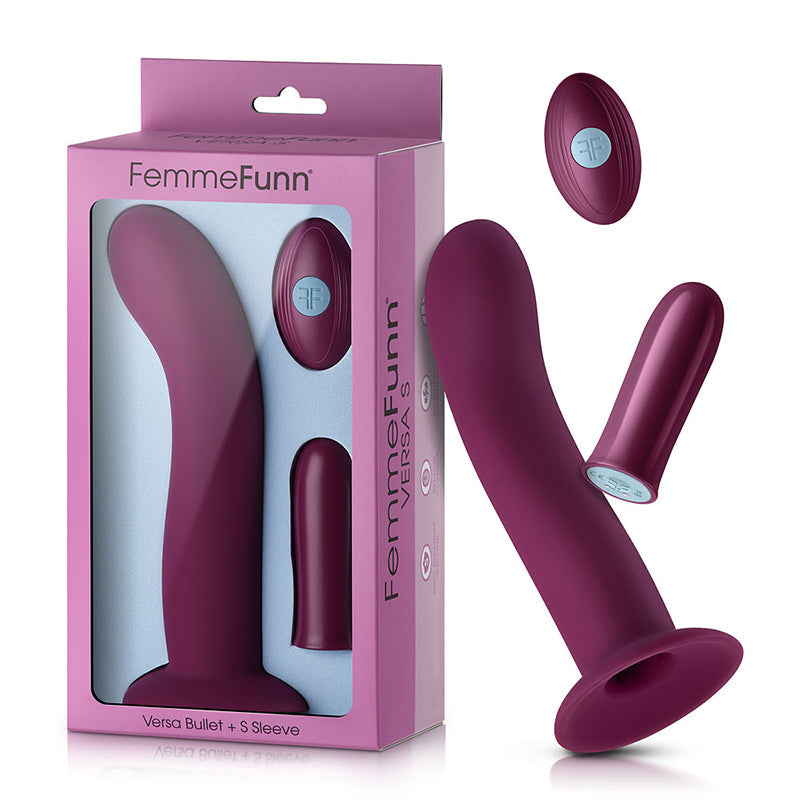 FEMMEFUNN VERSA S BULLET VIBRATOR & CURVED SILICONE SLEEVE DARK FUCHSIA