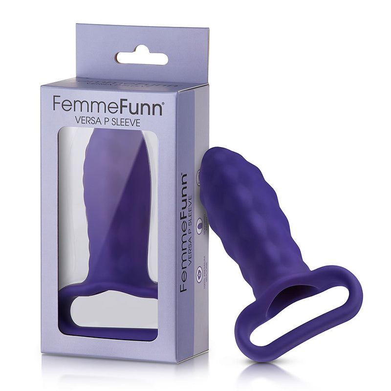 FEMMEFUNN VERSA P SLEEVE TEXTURED SILICONE BULLET SHEATH DARK PURPLE