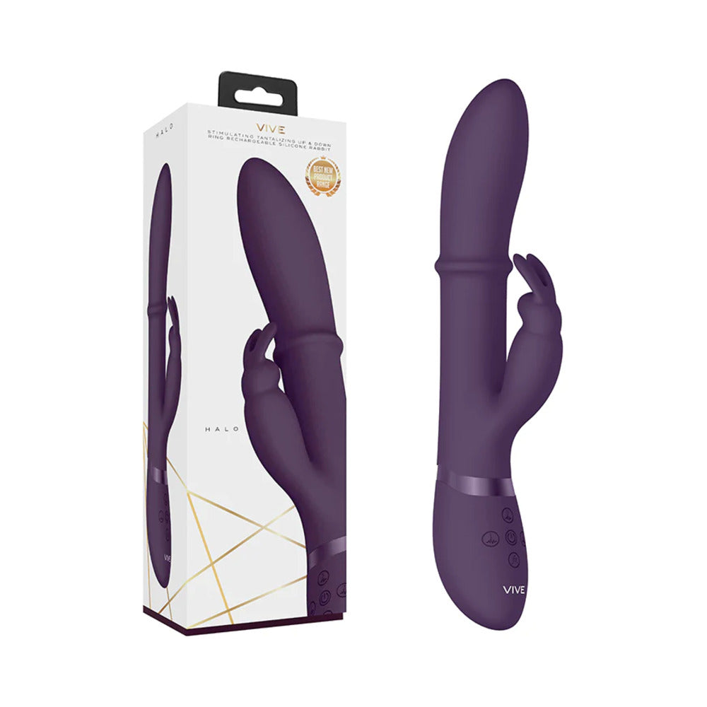 SHOTS - VIVE HALO RECHARGEABLE STIMULATING RING SILICONE RABBIT VIBRATOR