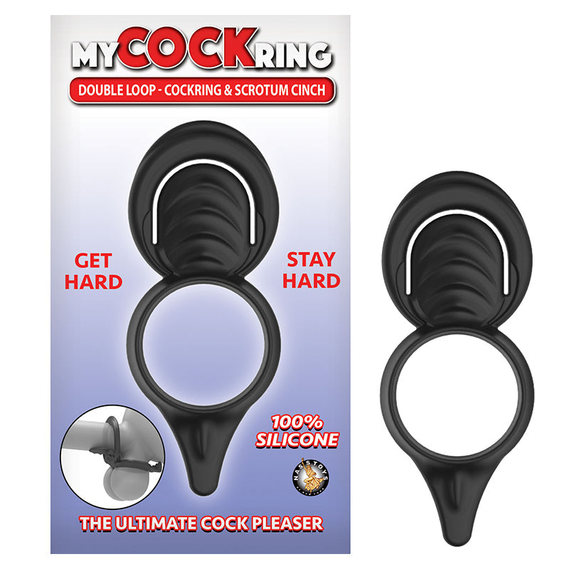 NASSTOYS - MY COCKRING DOUBLE LOOP COCKRING & SCROTUM CINCH BLACK