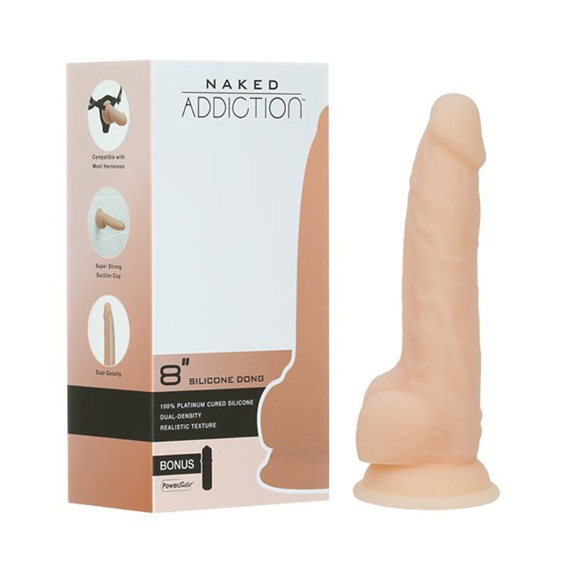 BMS - NAKED ADDICTION DUAL-DENSITY SILICONE DILDO 8IN VANIILA