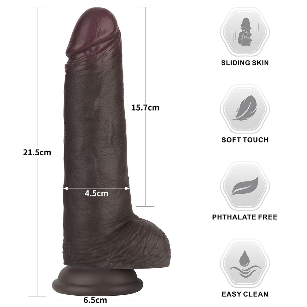 LOVETOY - 8.5'' SLIDING SKIN PRO II DUAL LAYER SILICONE DONG (BLACK)
