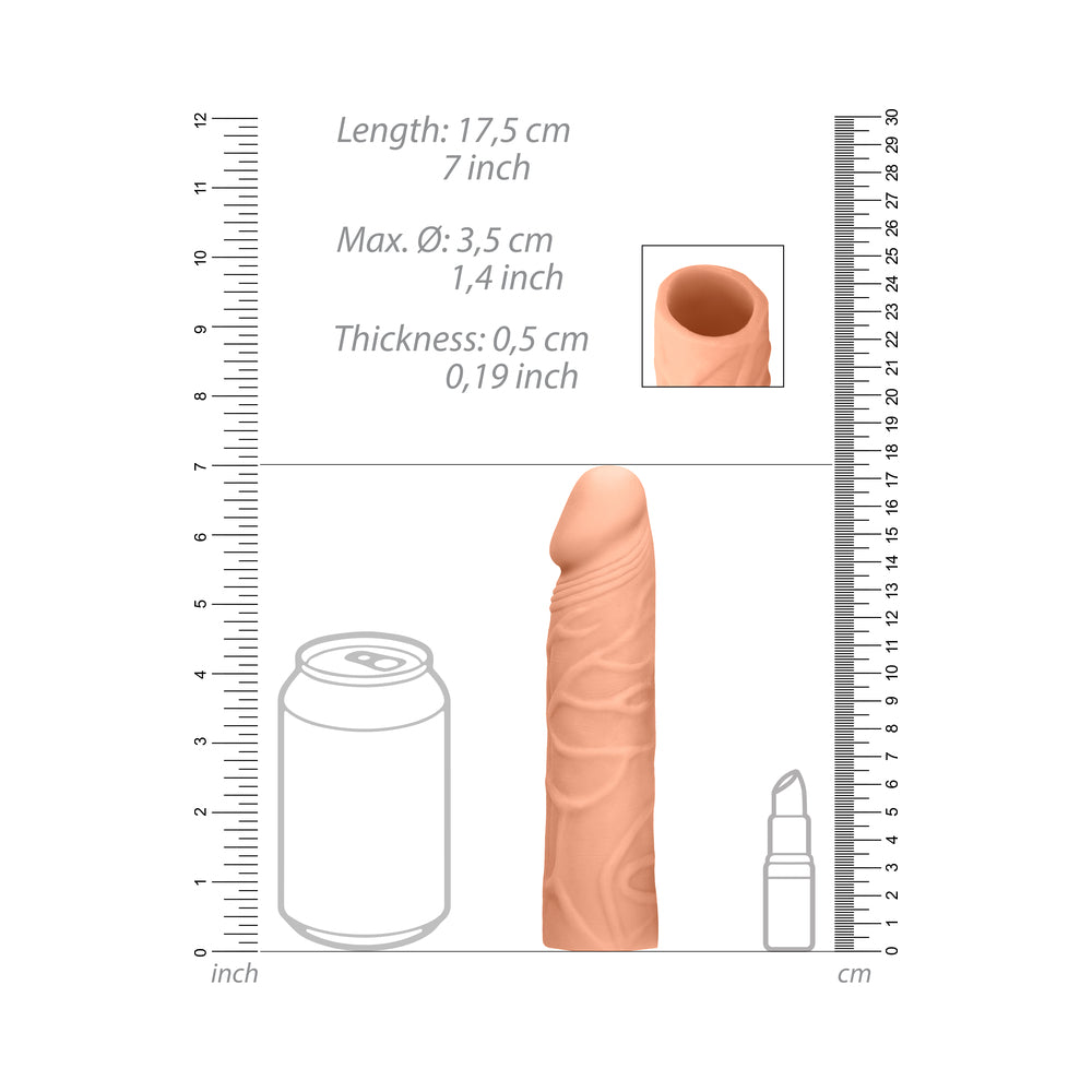 REALROCK REALISTIC VEINY 7 IN. PENIS SLEEVE EXTENDER BEIGE