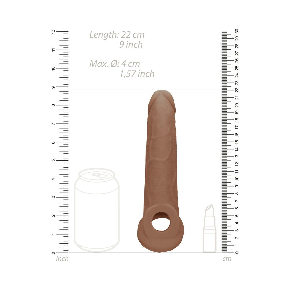 SHOTS - REALROCK FUNDA EXTENSORA REALISTA DE PENE DE 9 PULGADAS CON ANILLO