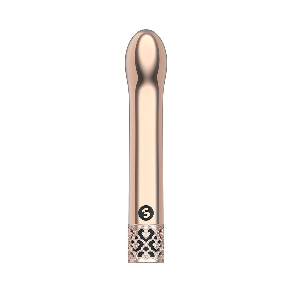 SHOTS - ROYAL GEMS JEWEL VIBRADOR BALA CURVO RECARGABLE DE ABS ORO ROSA