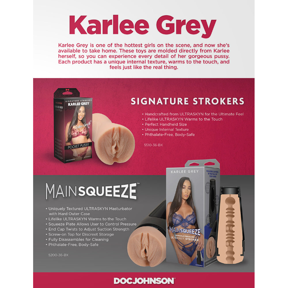 DOC JOHNSON - MASTURBADORES SIGNATURE STROKERS KARLEE GREY VAGINA DE BOLSILLO ULTRASKYN