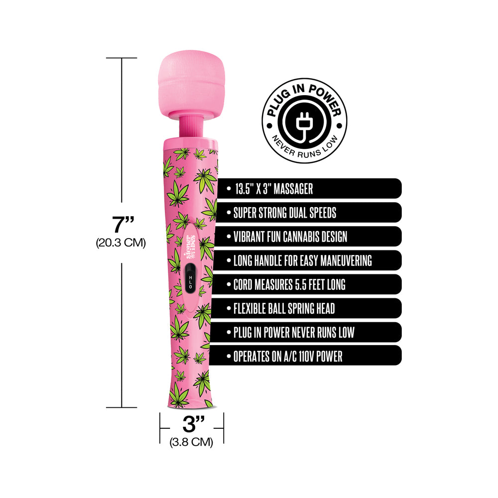 GLOBAL NOVELTIES - STONER VIBES WACKY WEED WAND MASSAGER PINK KUSH