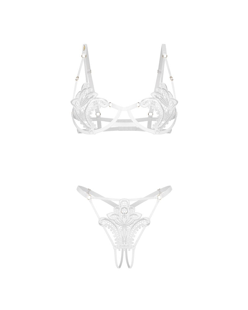 OBSESSIVE - LUISE SUBLIM WHITE 2-PCS CROTCHLESS SET L/XL