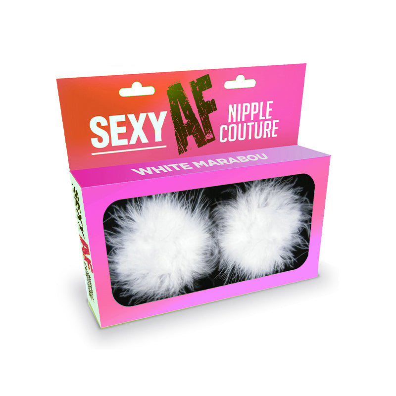SEXY AF NIPPLE COUTURE WHITE MARABOU PASTIES