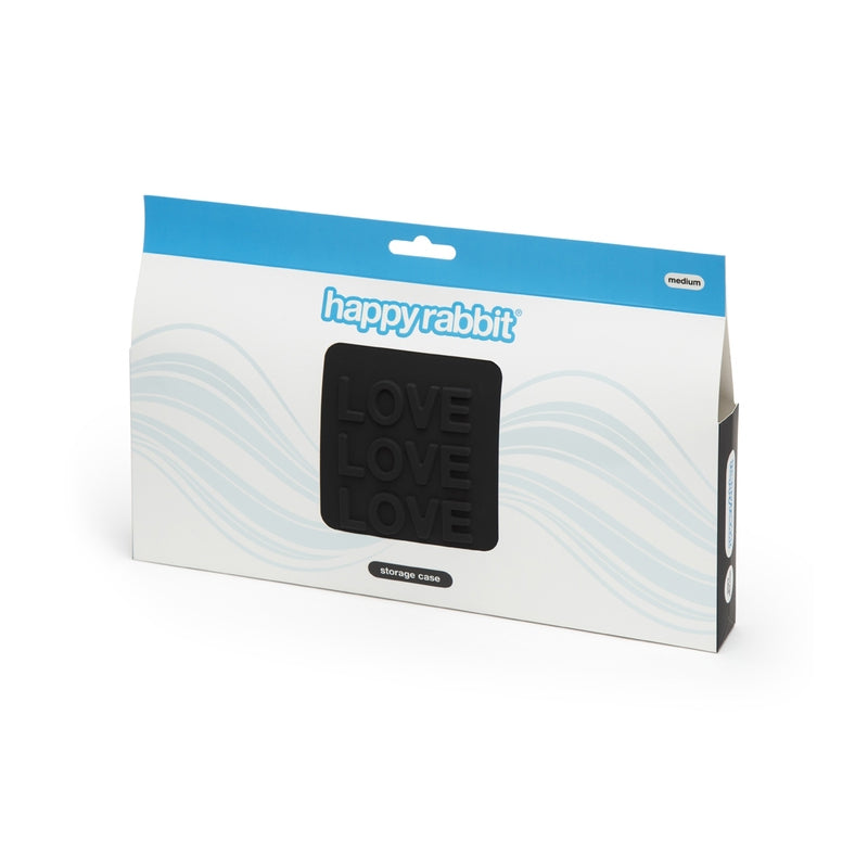 HAPPY RABBIT ''LOVE'' LOCKABLE SILICONE STORAGE BAG BLACK MEDIUM