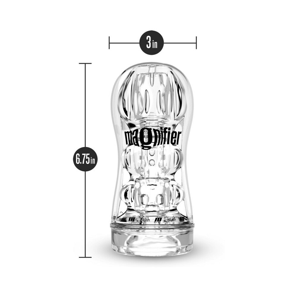 M FOR MEN SOFT + WET MAGNIFIER SELF-LUBRICATING SEE-THROUGH STROKER CLEAR