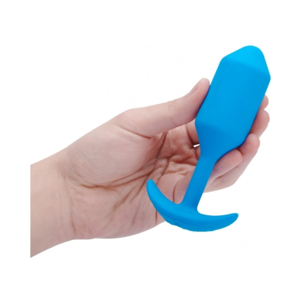 B-VIBE - VIBRATING SNUG PLUG 3 RECHARGEABLE WEIGHTED SILICONE ANAL PLUG BLUE