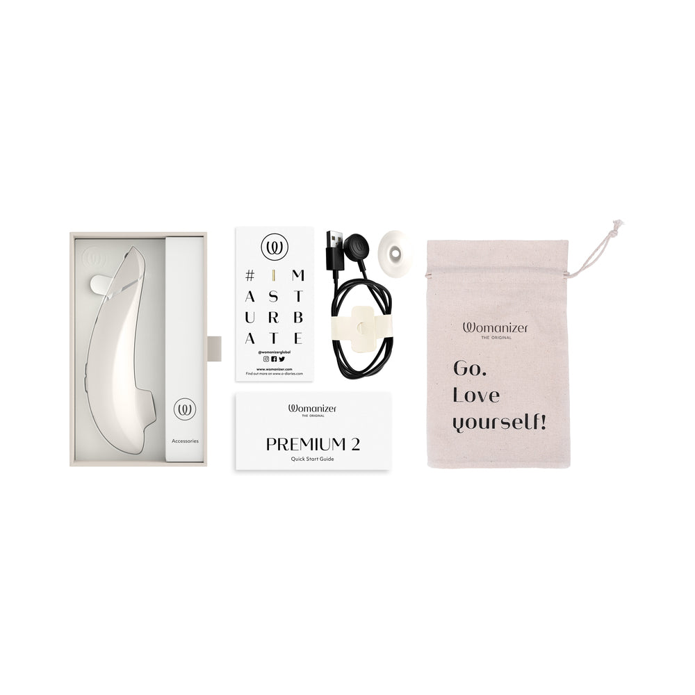 WOMANIZER PREMIUM 2 RECHARGEABLE SILICONE LUXURIOUS PLEASURE AIR CLITORAL STIMULATOR WARM GRAY