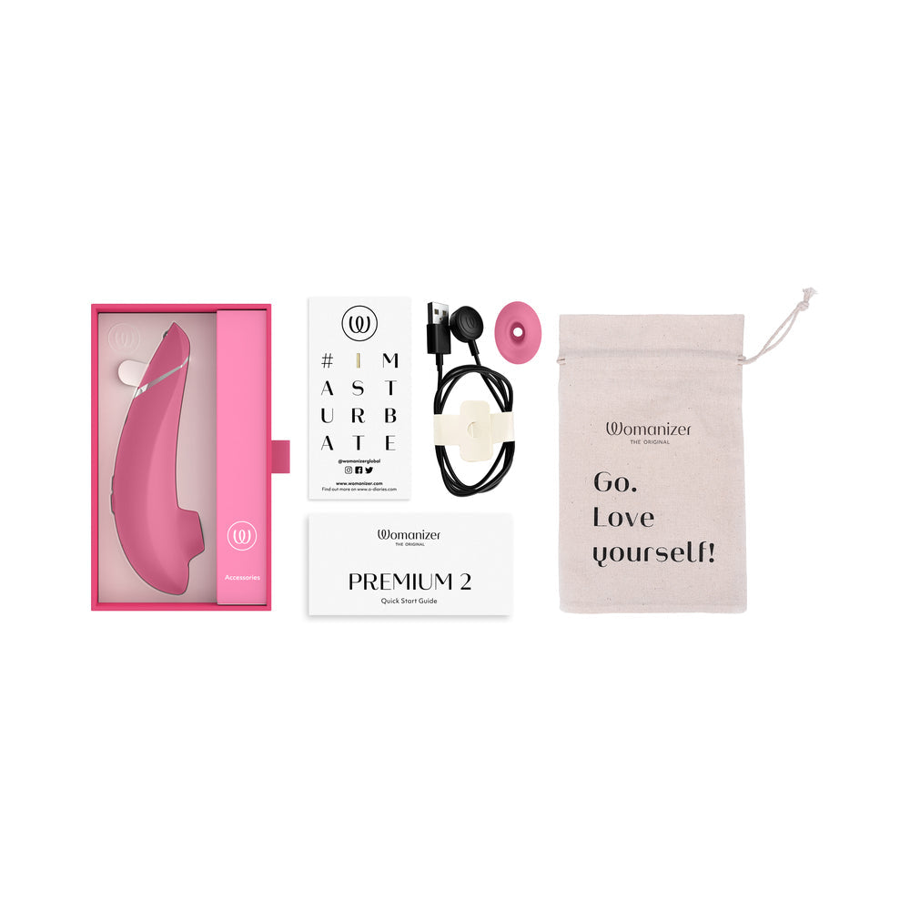 WOMANIZER PREMIUM 2 RECHARGEABLE SILICONE LUXURIOUS PLEASURE AIR CLITORAL STIMULATOR RASPBERRY