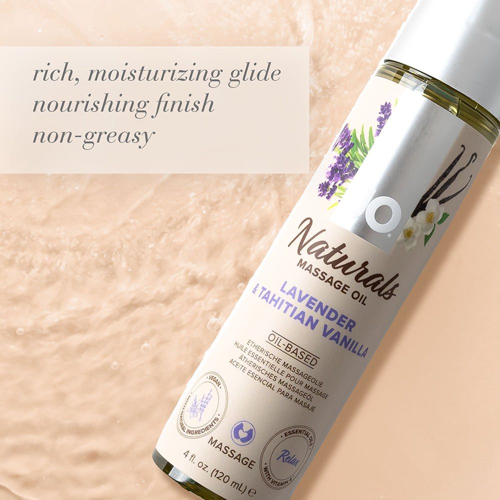 SYSTEM JO - ACEITE DE MASAJE JO NATURALS LAVANDA Y VAINILLA TAITIANA 4 OZ.