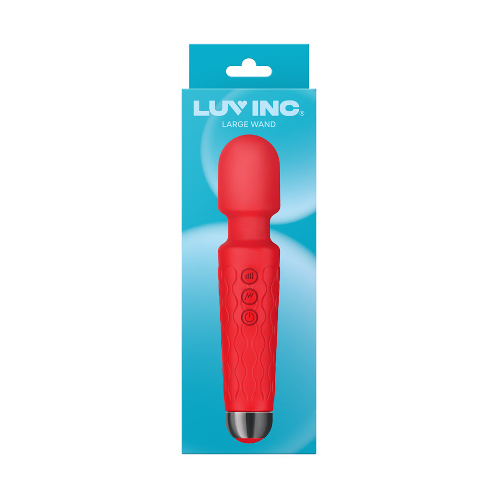 LUV INC LW96 LARGE WAND RECHARGEABLE FLEXIBLE SILICONE VIBRATOR RED