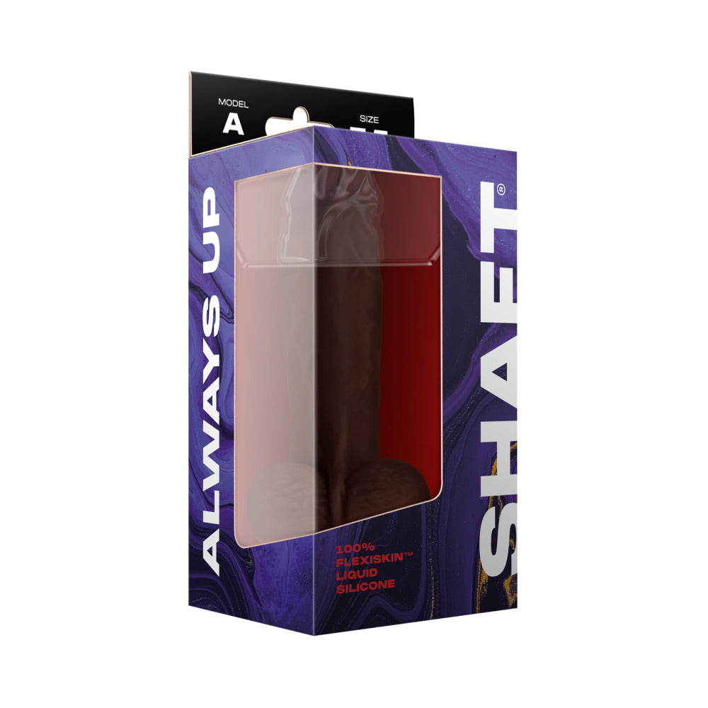SHAFT - MODEL A: 7.5 IN. DUAL DENSITY SILICONE DILDO WITH BALLS MAHOGANY