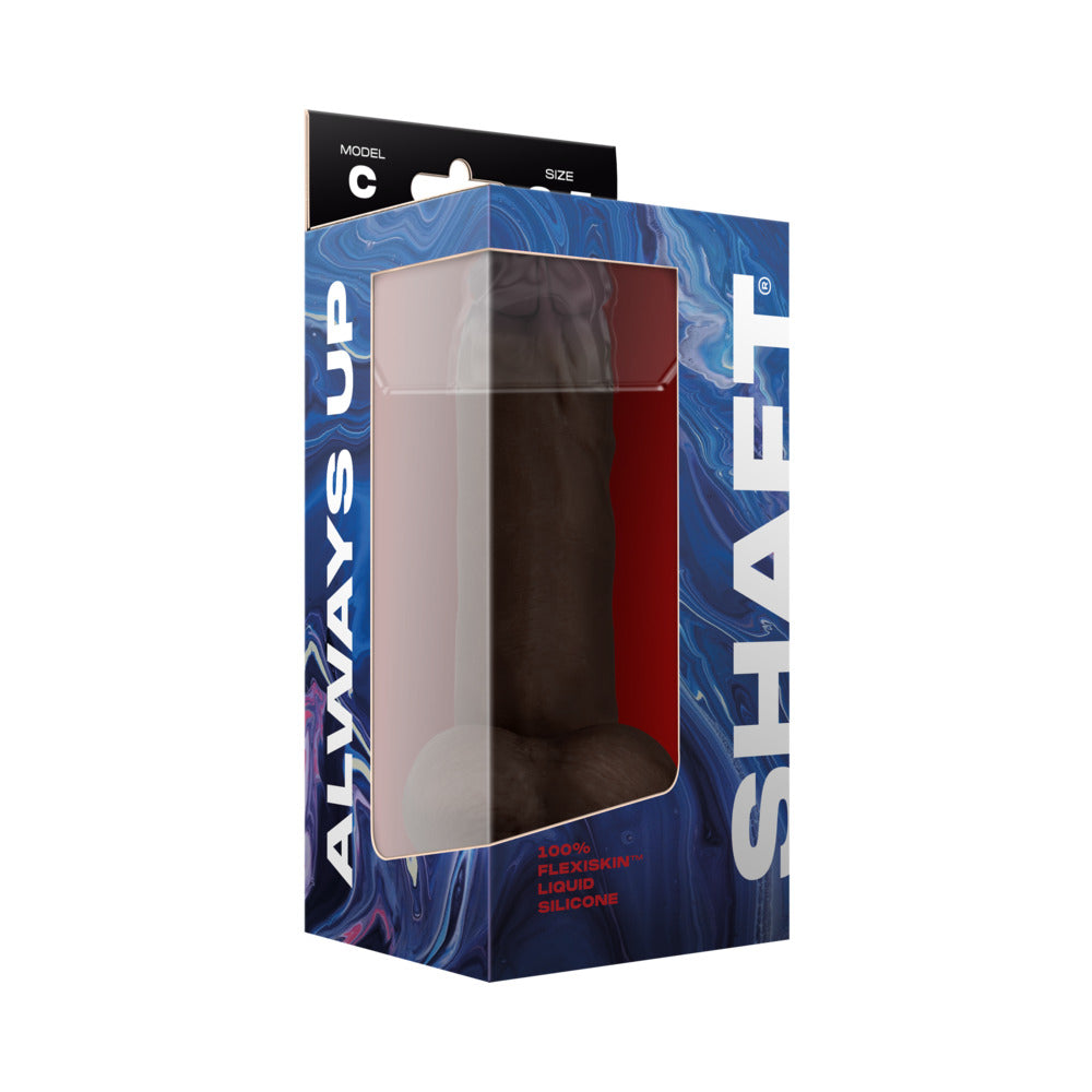 SHAFT - MODEL C: 8.5 IN. DUAL DENSITY SILICONE DILDO WITH BALLS MAHOGANY