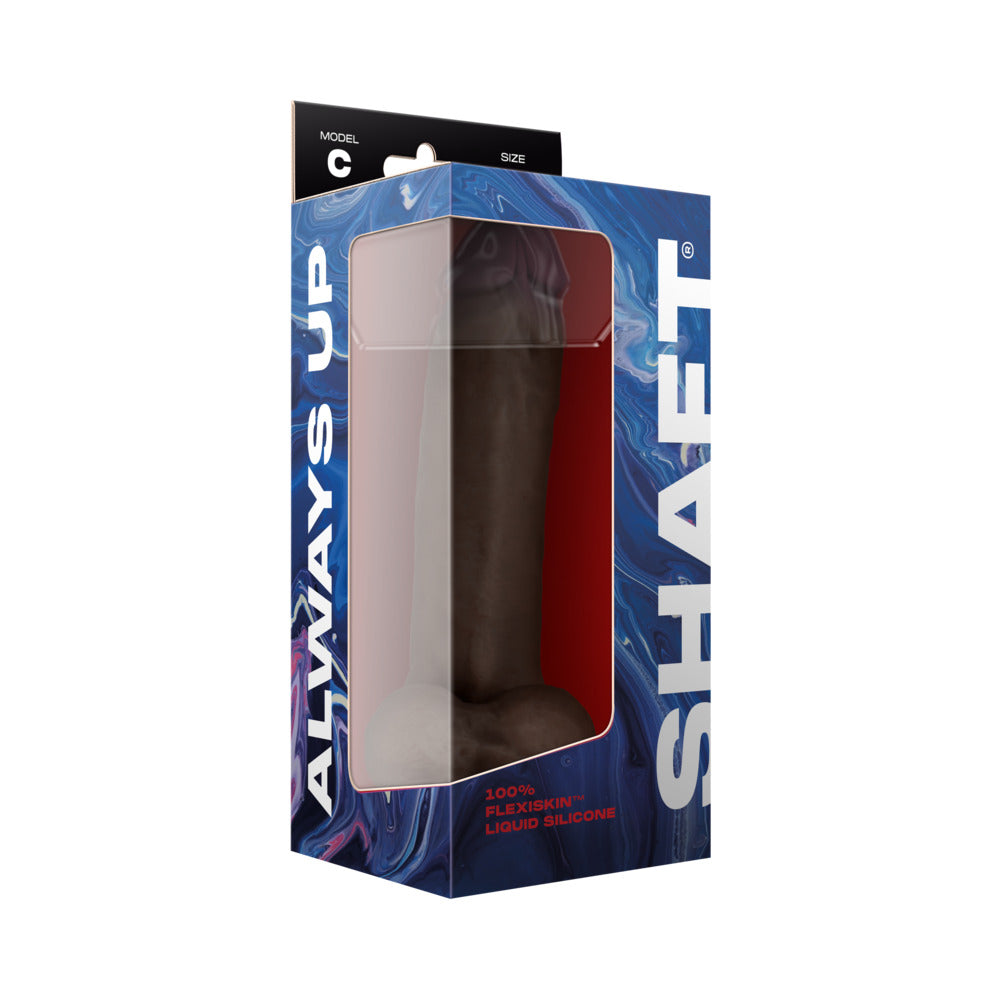 SHAFT - MODEL C: 9.5 IN. DUAL DENSITY SILICONE DILDO WITH BALLS MAHOGANY