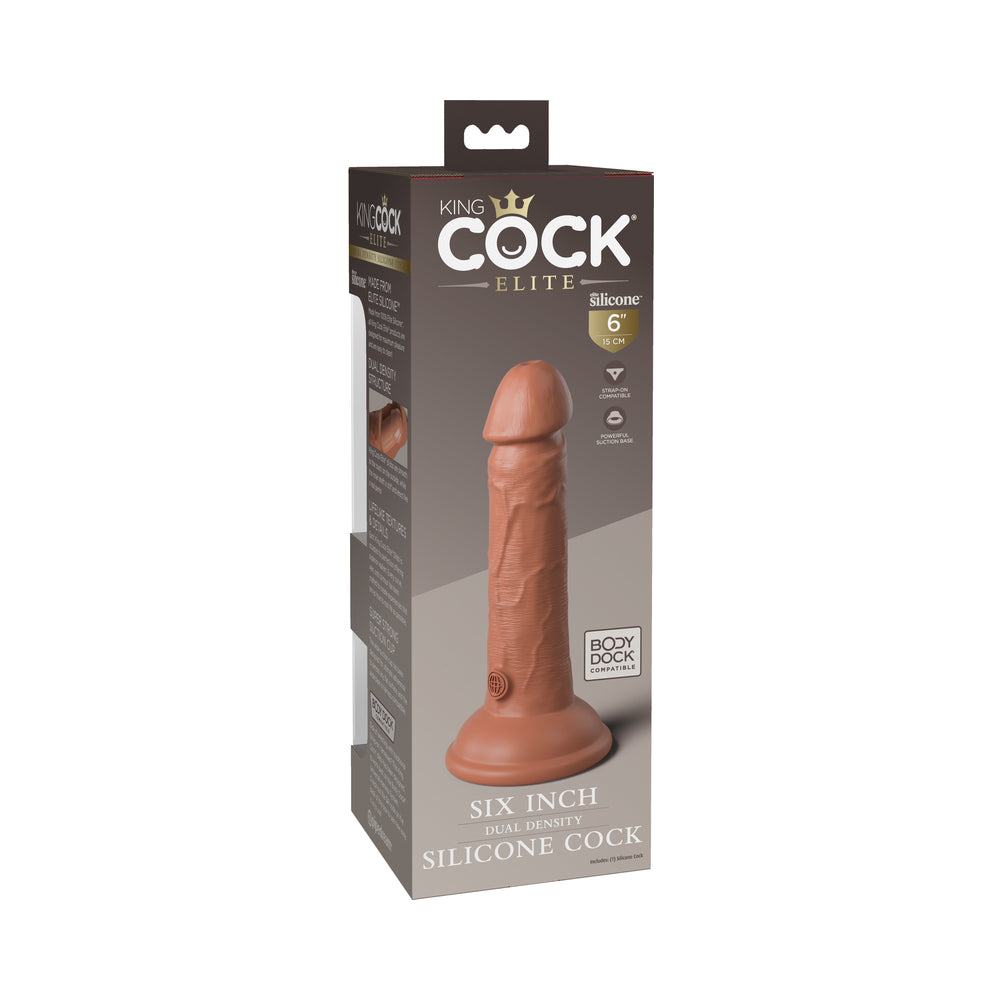 KING COCK ELITE 7 IN. DUAL DENSITY SILICONE COCK REALISTIC DILDO WITH SUCTION CUP TAN