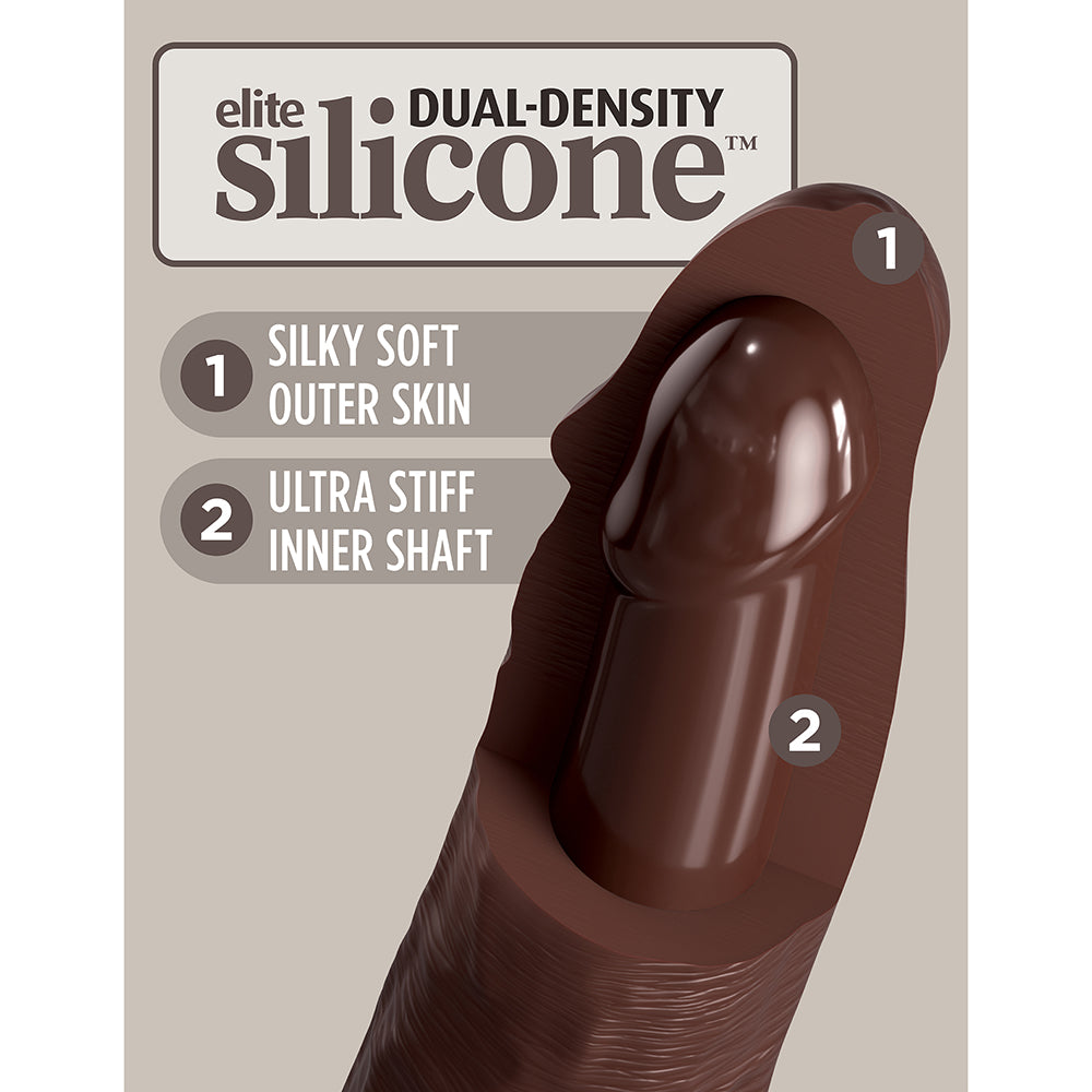 KING COCK ELITE 8 IN. DUAL DENSITY SILICONE COCK REALISTIC DILDO WITH SUCTION CUP BROWN