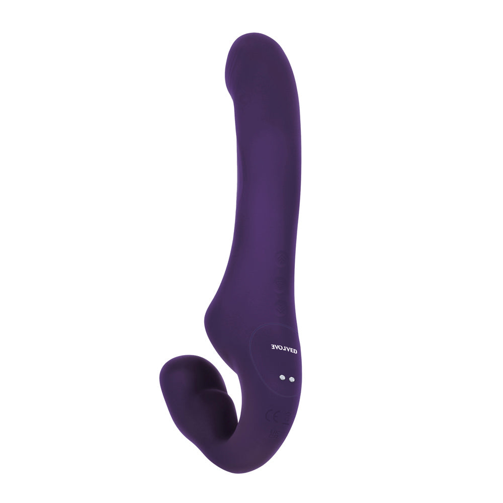 EVOLVED - 2 BECOME 1 RECHARGEABLE REMOTE-CONTROLLED SILICONE STRAPLESS STRAP-ON WITH SUCTION PURPLE