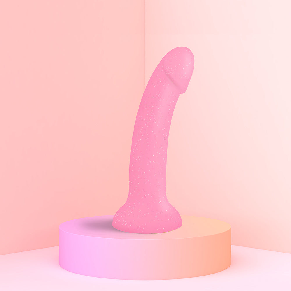 LOVELY PLANET - LOVE TO LOVE DILDOLLS GLITZY 7 IN. SILICONE DILDO PINK GLITTER