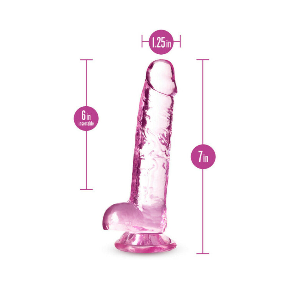 BLUSH - NATURALLY YOURS CRYSTALLINE 7 IN. DILDO WITH BALLS ROSE