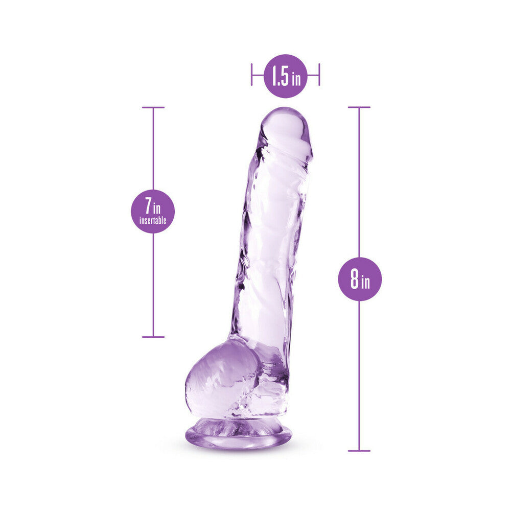 NATURALLY YOURS CRYSTALLINE 8 IN. DILDO WITH BALLS AMETHYST