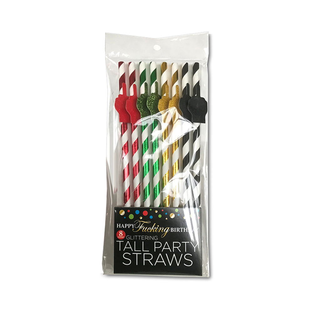 HAPPY FUCKING BIRTHDAY TALL PARTY STRAWS 8-PACK