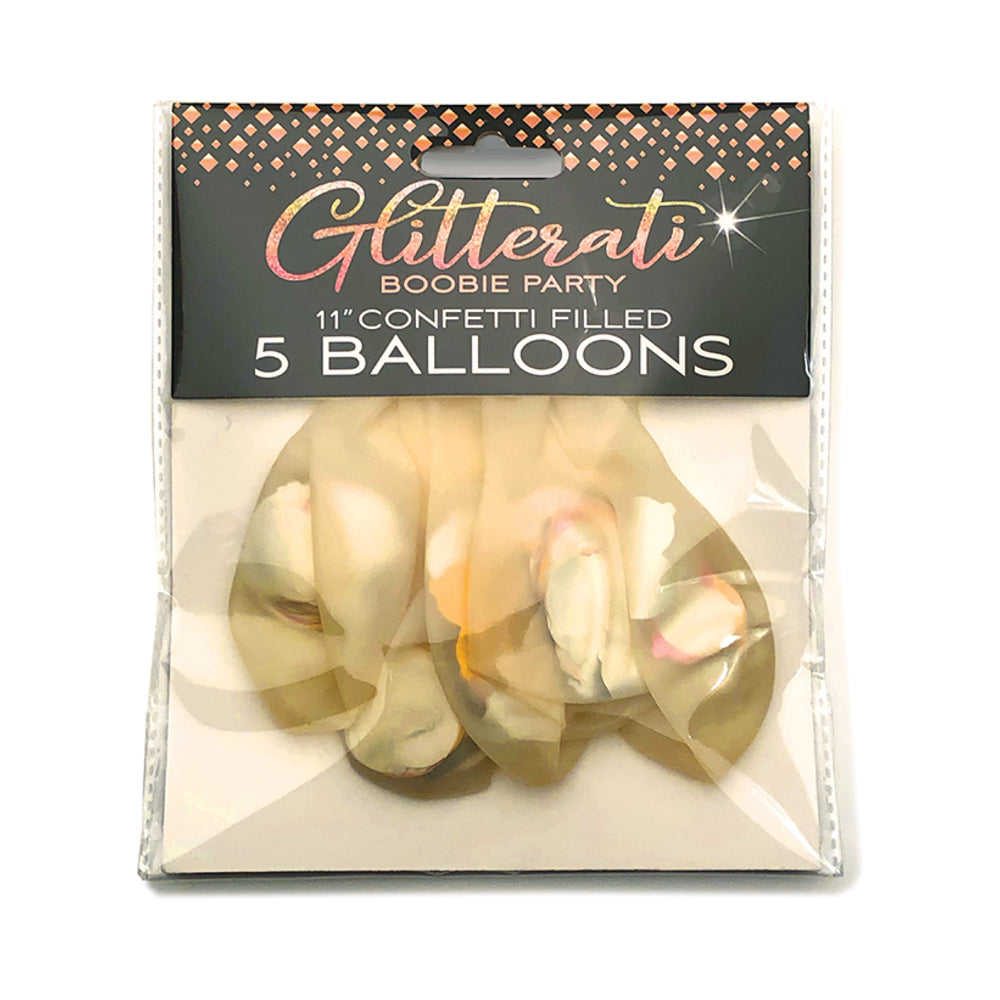 LITTLE GENIE - GLOBOS DE CONFETI "FIESTA GLITTERATI BOOBIE" PAQUETE DE 5
