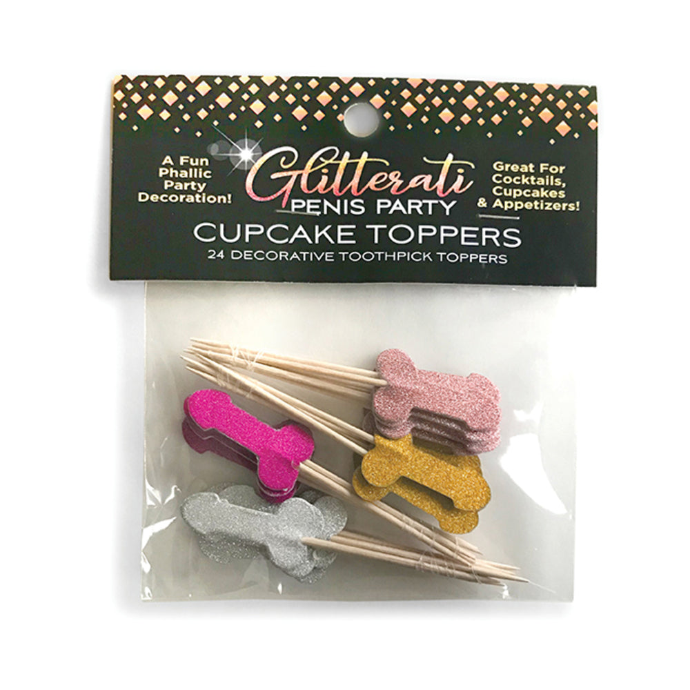 LITTLE GENIE - GLITTERATI PENIS PARTY CUPCAKE TOPPER TOOTHPICKS 24-PACK