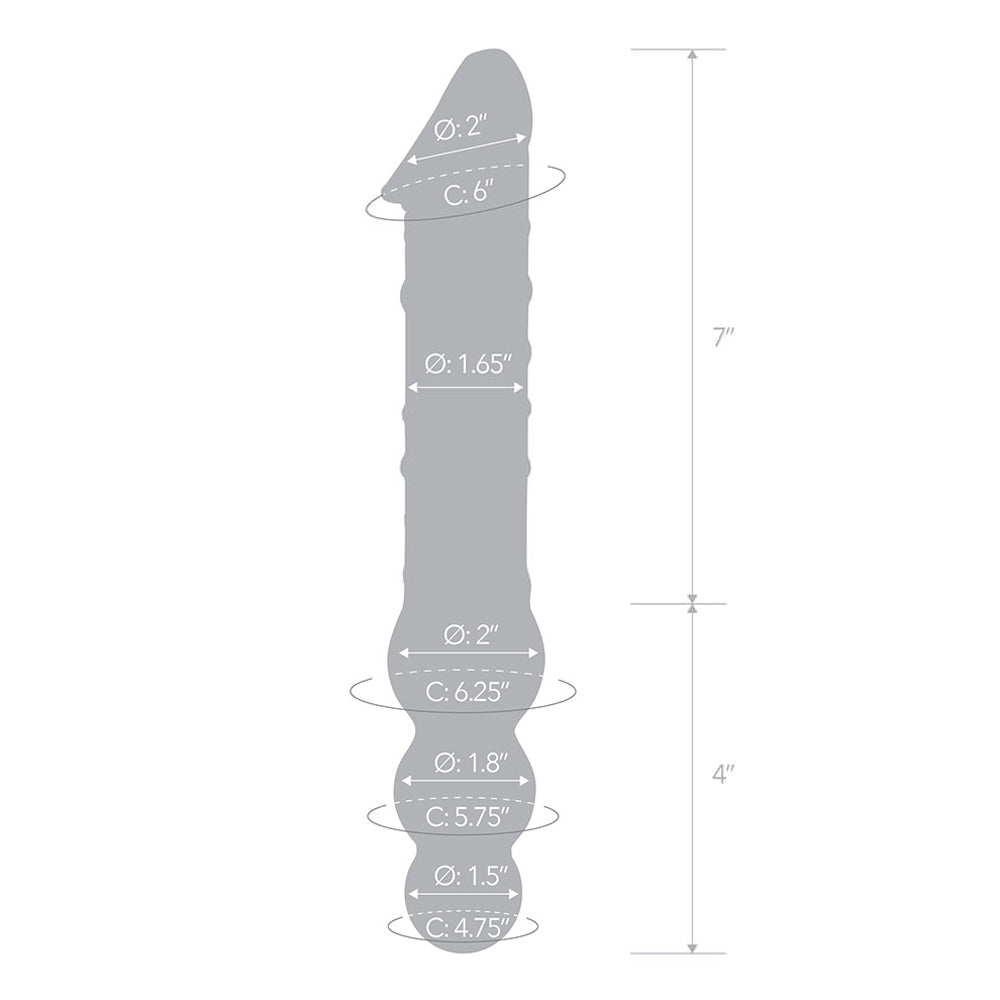 ELECTRIC EEL - GLAS 12 IN. DOUBLE ENDED GLASS DILDO WITH ANAL BEADS