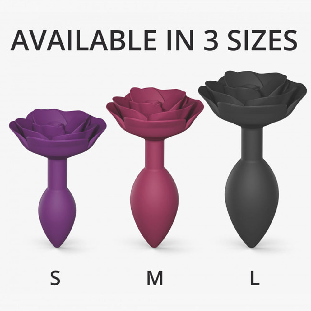 LOVELY PLANET - LOVE TO LOVE OPEN ROSES SILICONE ANAL PLUG PURPLE RAIN SMALL