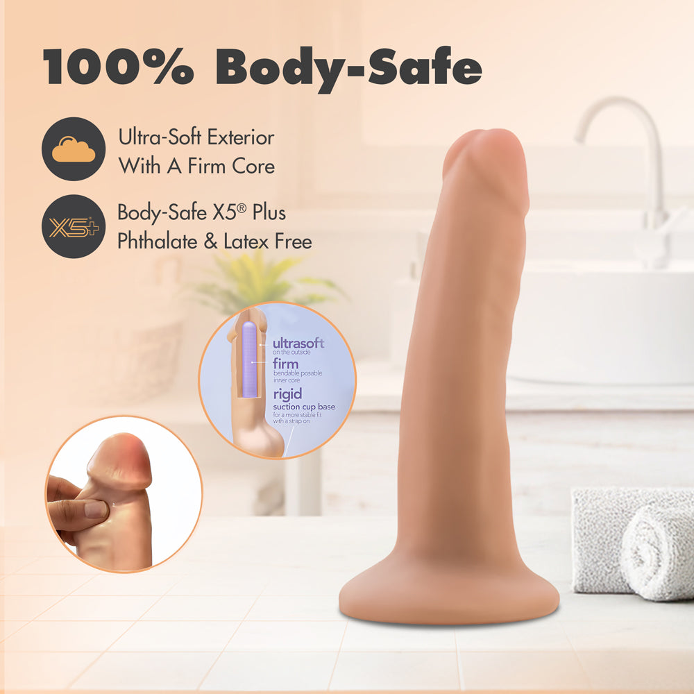 BLUSH - DR. SKIN PLUS REALISTIC 5 IN. TRIPLE DENSITY POSABLE DILDO BEIGE